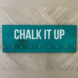 Gymnastics Medal Holder Chalk It Up Teal Wall Sign